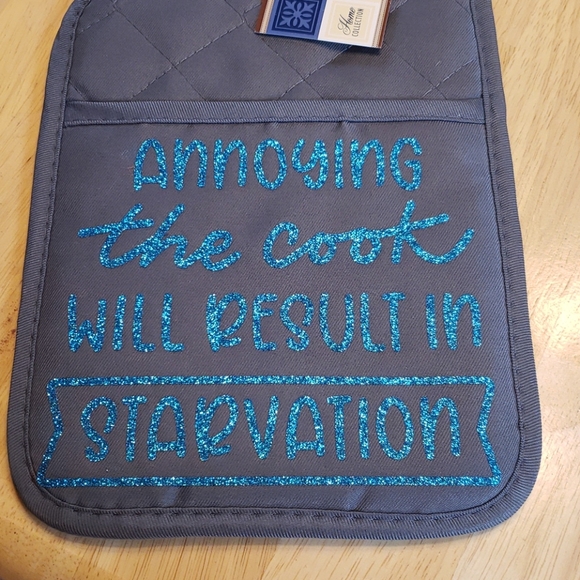 Pocket pot holder set.Gray & Turquoise - Picture 2 of 5